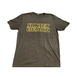 Sunset Beach T-Shirt Short Sleeve Gray Size Large Vacation Ocean